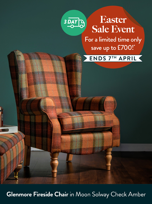 Glenmore Fireside Chair in Moon Solway Check Amber