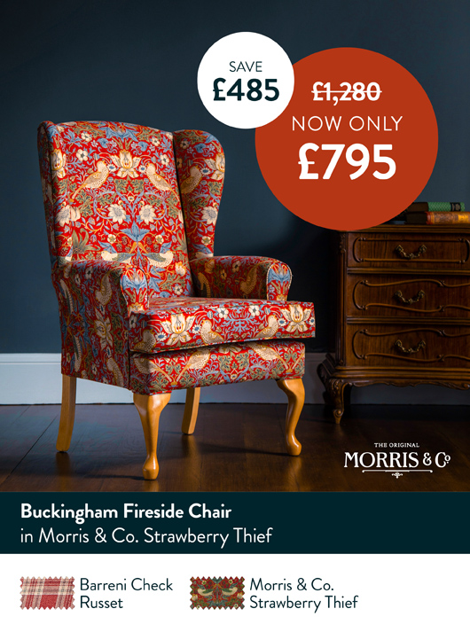 Buckingham Fireside Chair in Morris & Co.Strawberry Thief