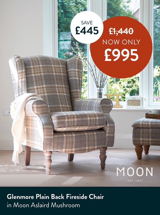 Glenmore Plain Back Fireside Chair in Moon Aslaird Mushroom