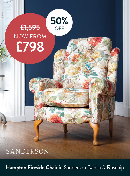 Hampton Fireside Chair In Sanderson Dahlia And Rosehip Hampton Fireside Chair In Sanderson Dahlia And Rosehip