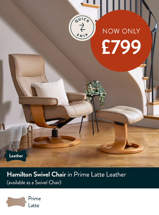 Hamilton Swivel Chair in Prime Latte Leather