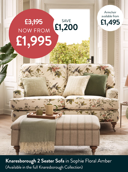 Knaresborough 2 Seater Sofa In Sophie Floral Amber Knaresborough 2 Seater Sofa In Sophie Floral Amber
