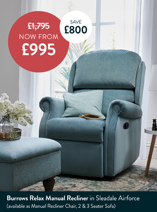 Burrows Relax Manual Recliner In Sleadale Airforce Burrows Relax Manual Recliner In Sleadale Airforce