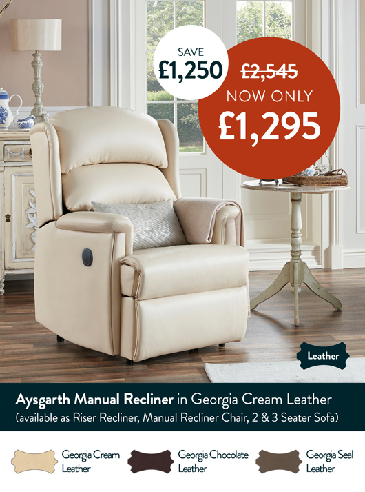 Aysgarth Manual Recliner in Georgia Cream Leather