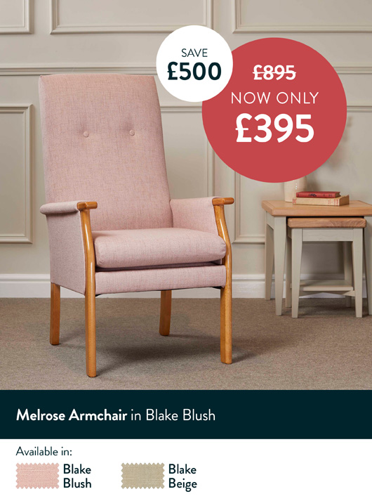Melrose Armchair In Blake Blush Melrose Armchair In Blake Blush